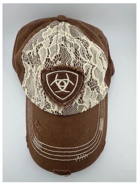 Ariat Womens Brown Lace Overlay Distressed Baseball Cap